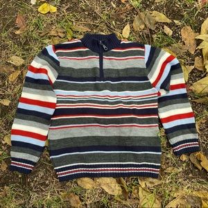 boys rugged bear Holiday Comfy Gray Red Striped Half Zipped sweater size 6X/7 NW